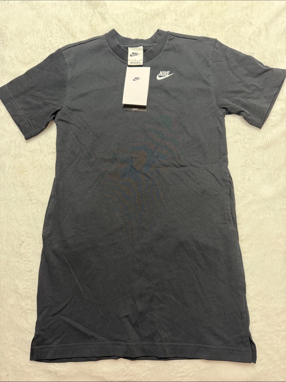 Nike Kids Black Short-Sleeve Tee Dress with White Swoosh